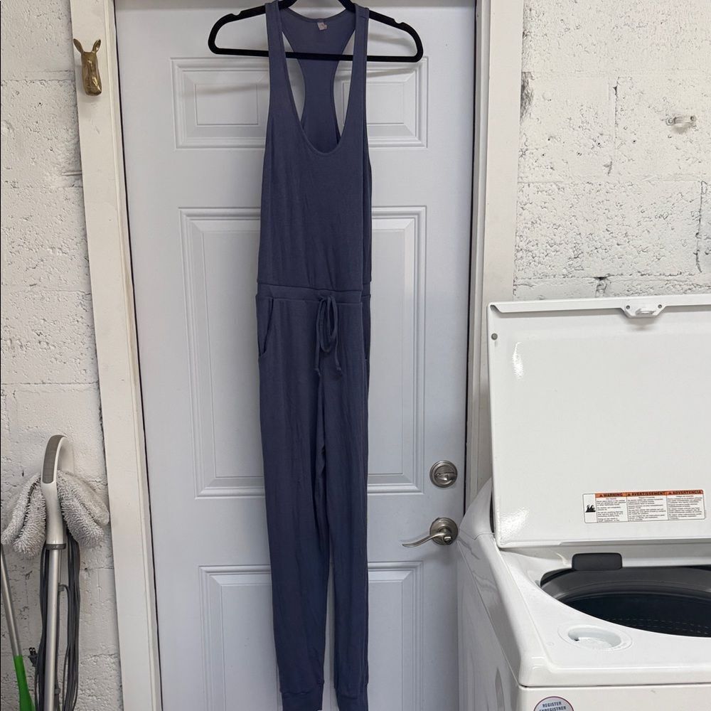 Commando Sleeveless Purple Drawstring Jumpsuit Medium NWOT - Ribbed - Pockets